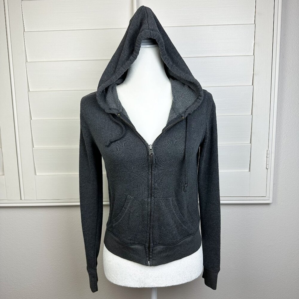 Grey Check and Stripe Zip Up Hoodie